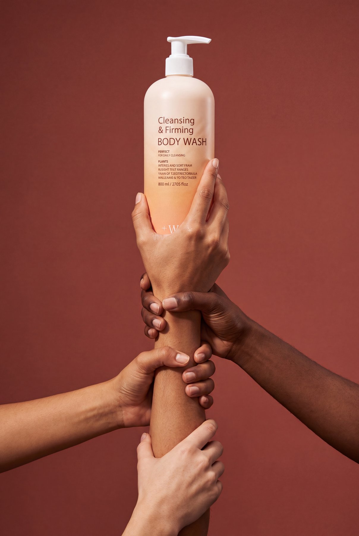 +WIX+ Cleansing & Firming Body Wash held by many hands